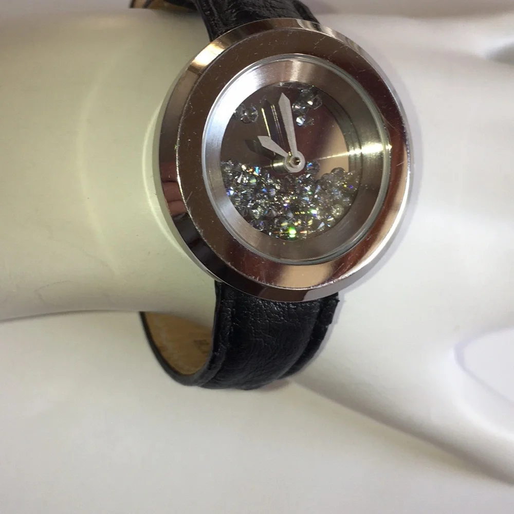 Andre Giroud Floating Diamond Black Ostrich Watch